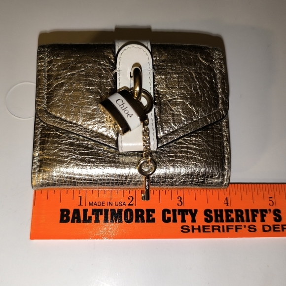 Chloe Mini Metallic Trifold Aby Wallet - Picture 6 of 16